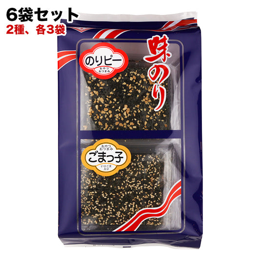 のりピー ごまっ子 2種、各3袋 合計6袋 味のり 板のり 1.5枚分 (8切4枚 ×3袋) ×2
